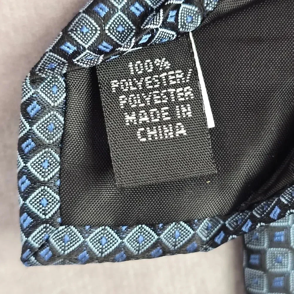Arrow USA Blue Checker Square Geometric Executive Polyester Neck Tie‎ Men's
